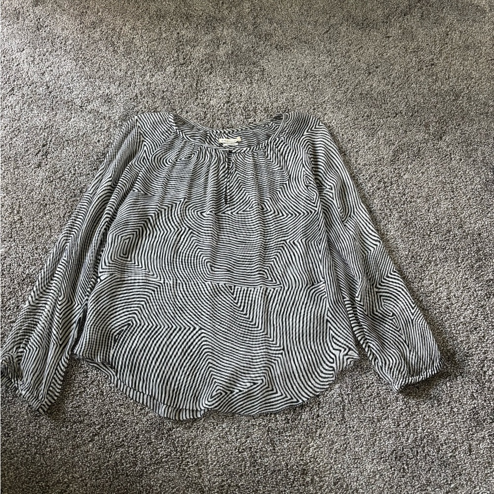 Isabel Marant Gray 3/4 Sleeve Sheer Blouse
